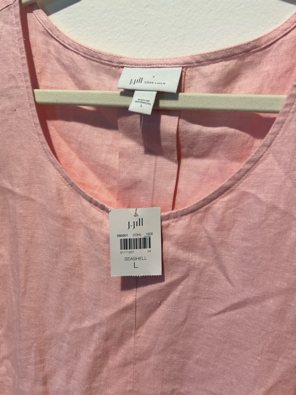 NWT! J. Jill Seashell Linen Scoop-Neck Dress in Light Pink - Picture 3 of 6